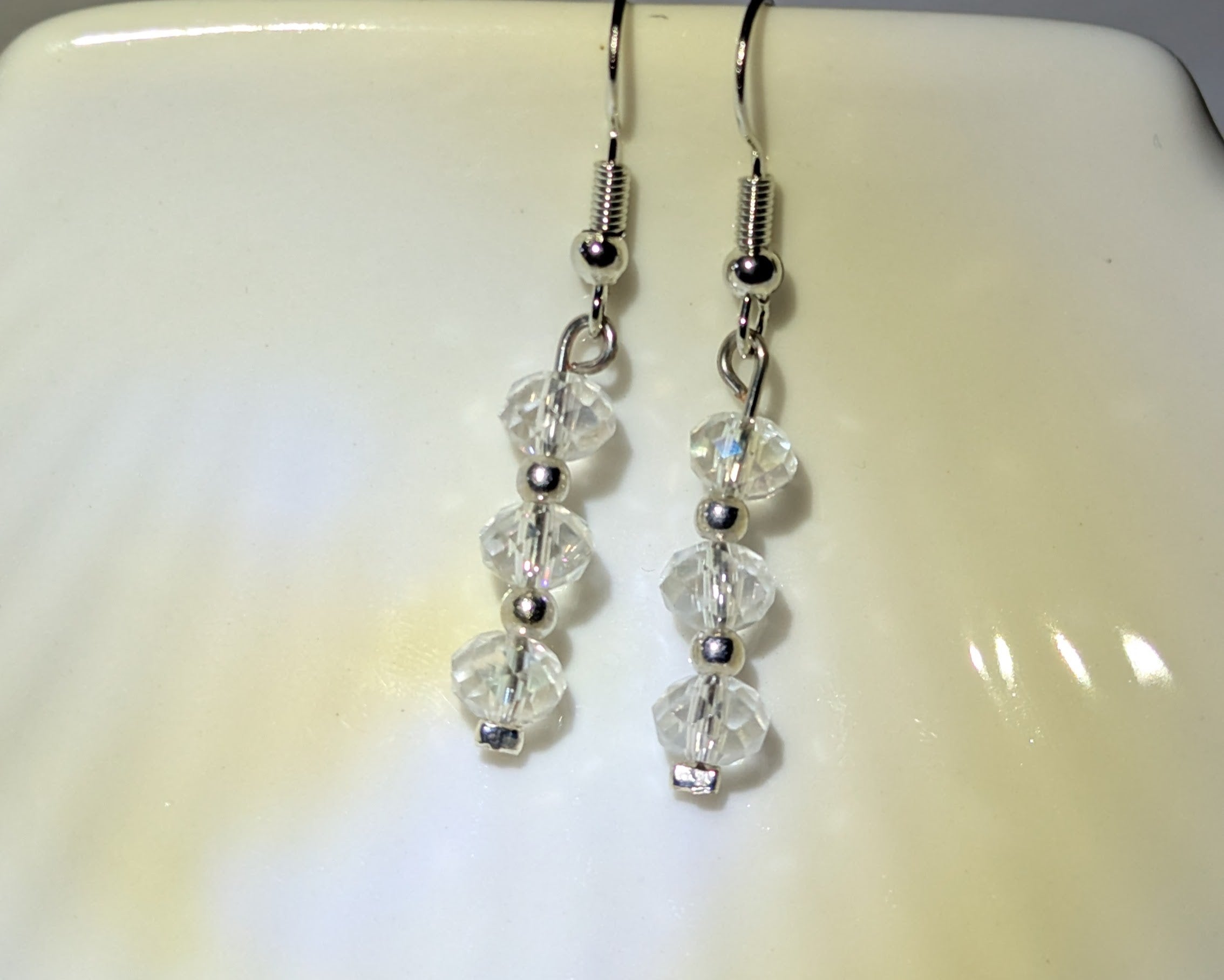 Crystal and silver earrings