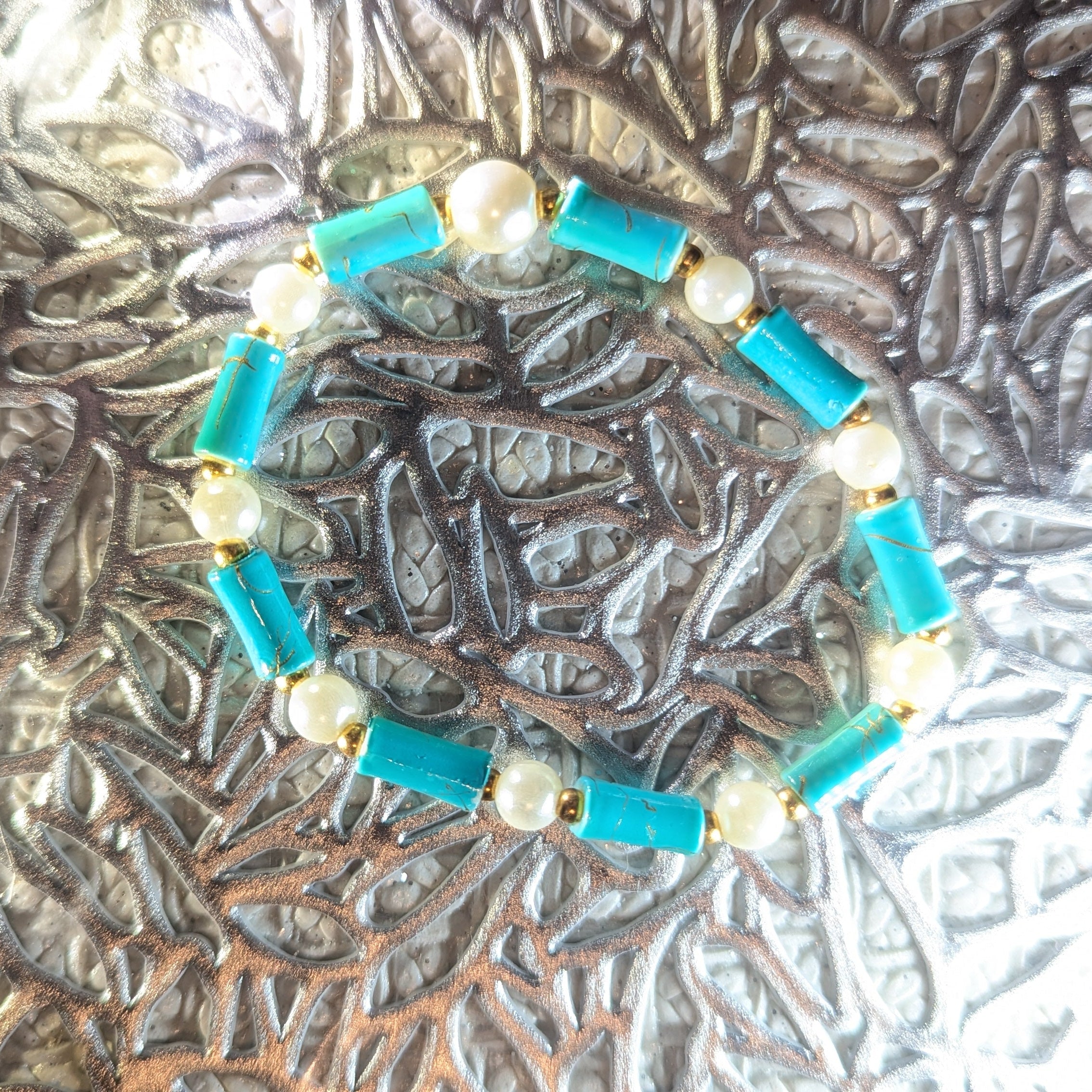 Turquoise/Pearl Summer Bracelet