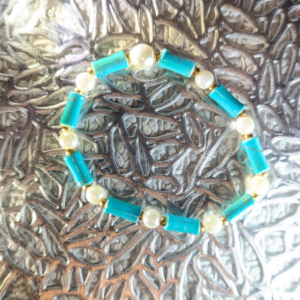 Turquoise/Pearl Summer Bracelet