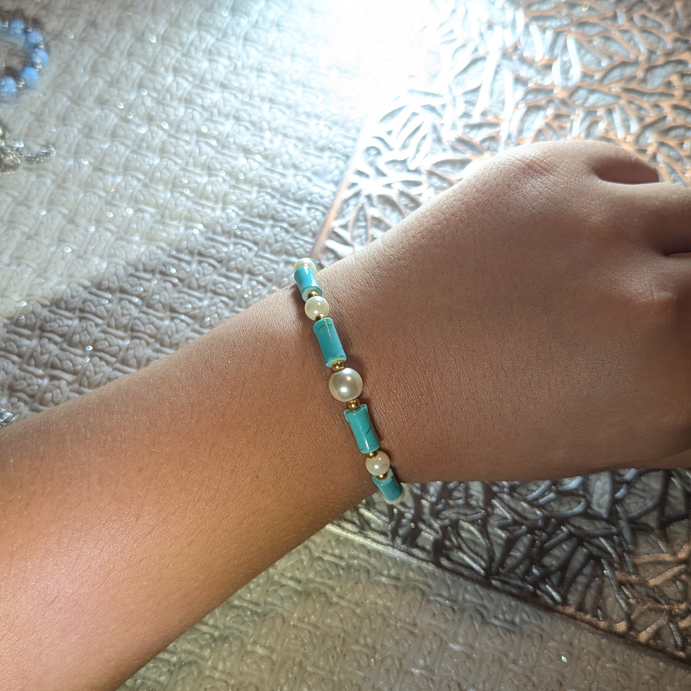 Turquoise/Pearl Summer Bracelet