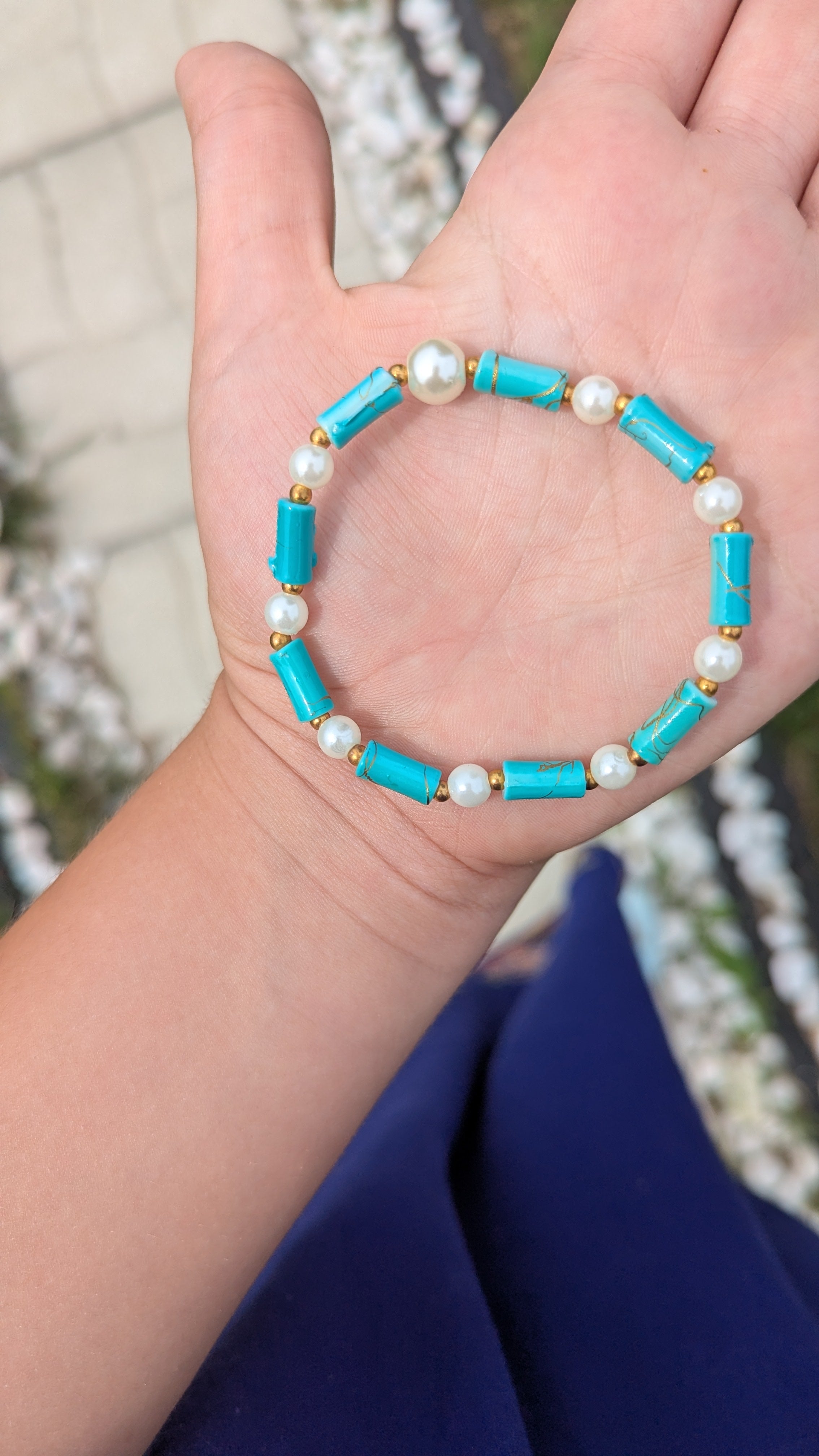 Turquoise/Pearl Summer Bracelet