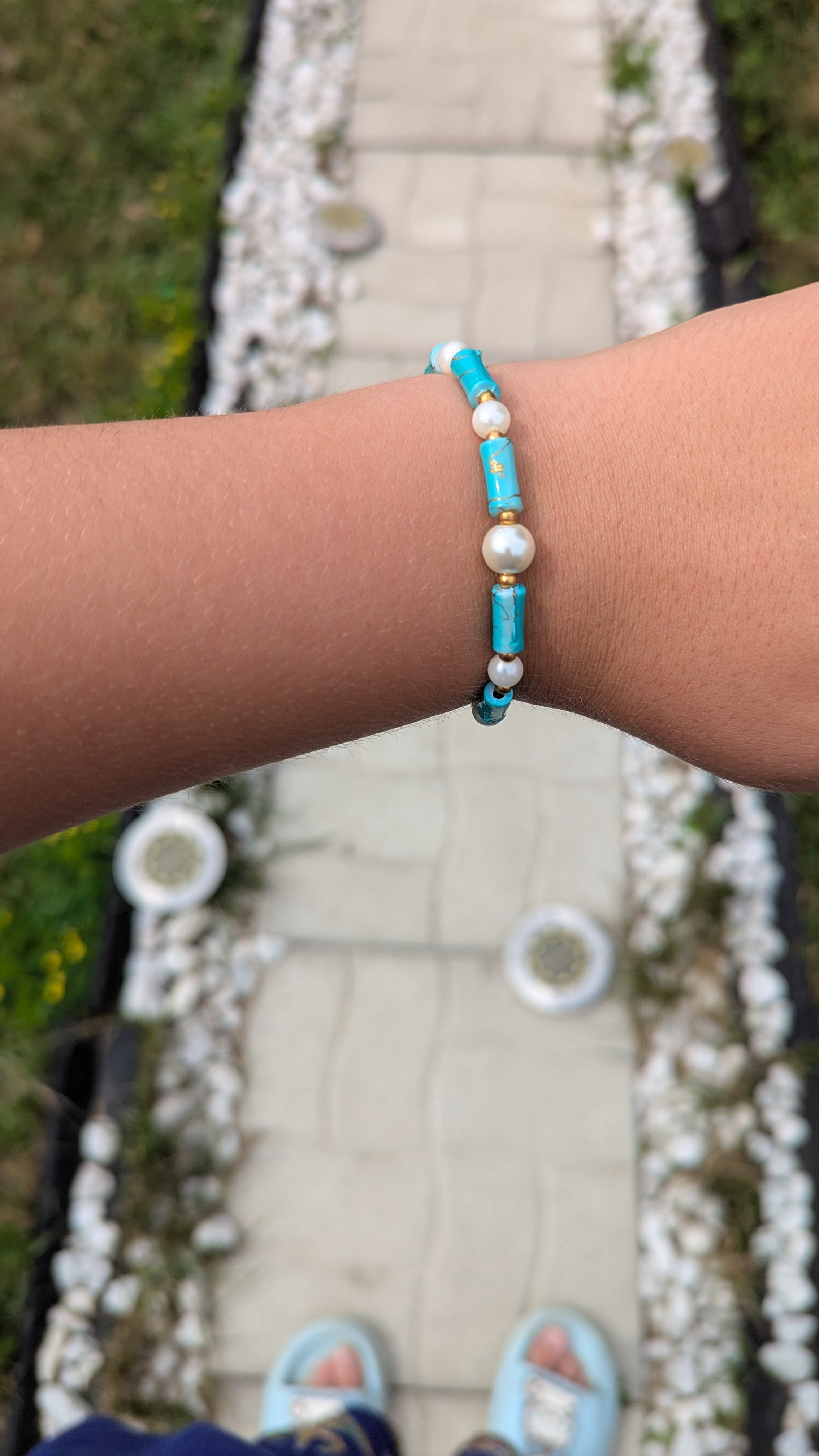 Turquoise/Pearl Summer Bracelet