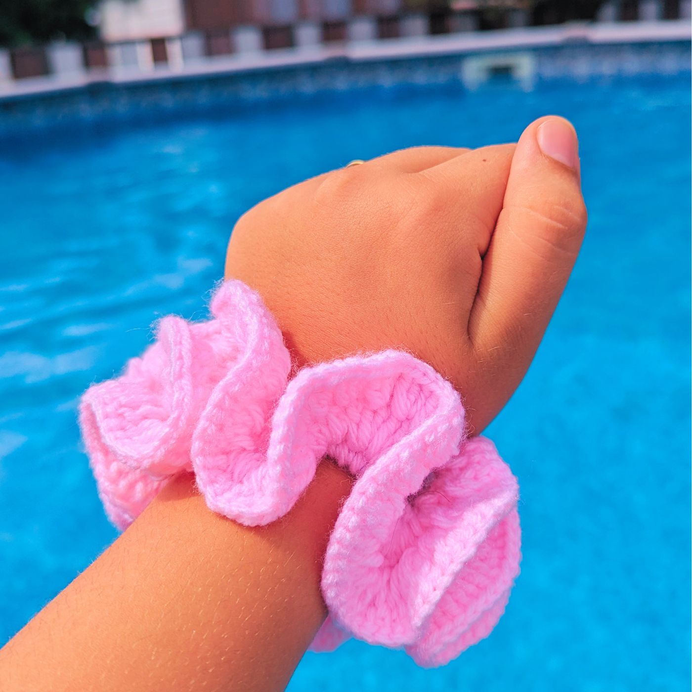 Pink handmade scrunchie