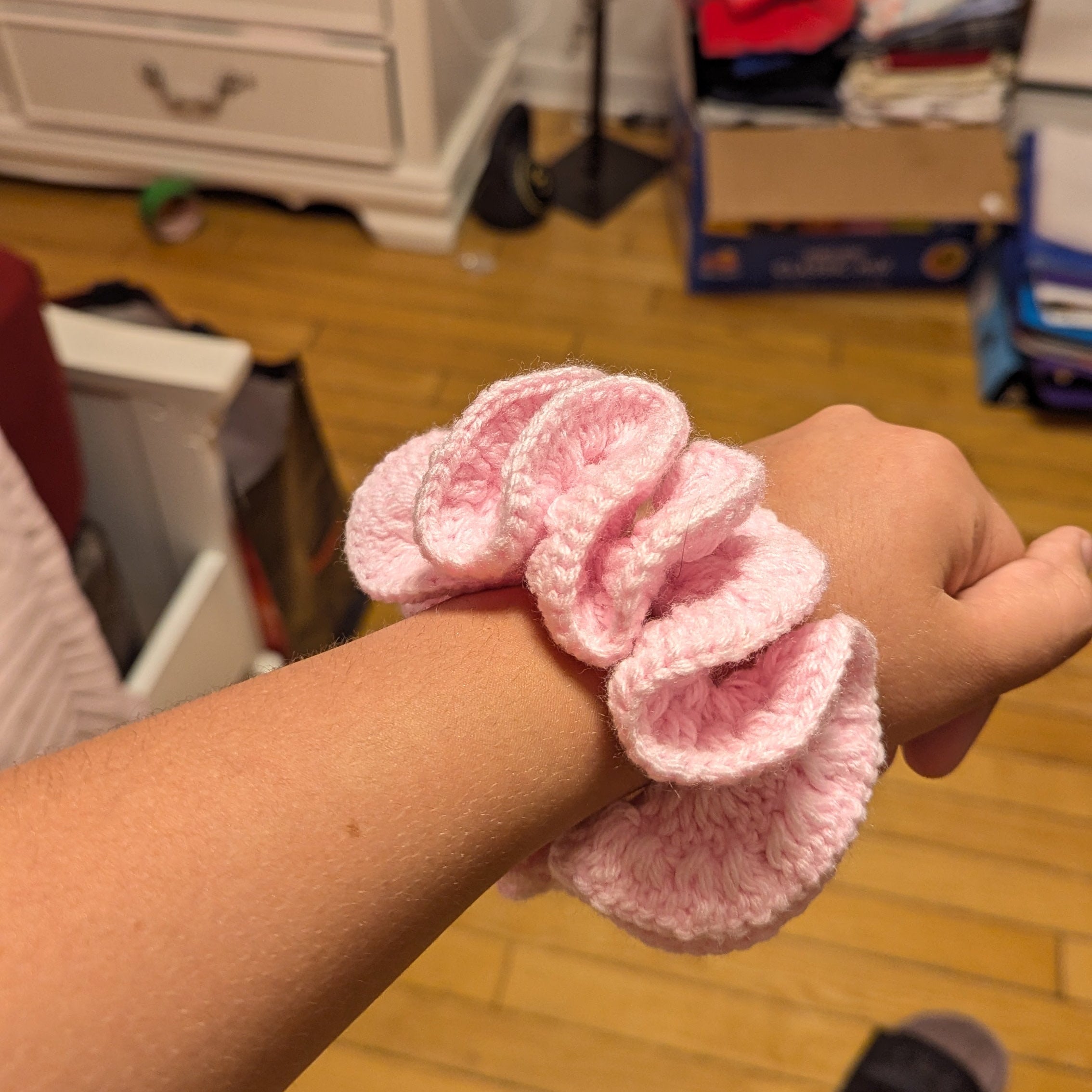 Pink handmade scrunchie